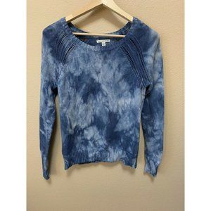 American Eagle Blue Tie Dye Sweater Crew Neck Long Sleeve 100% Cotton Medium EUC